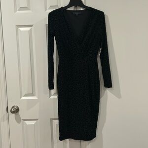 NWT Rachel Roy Fitted Leopard Print Dress Black